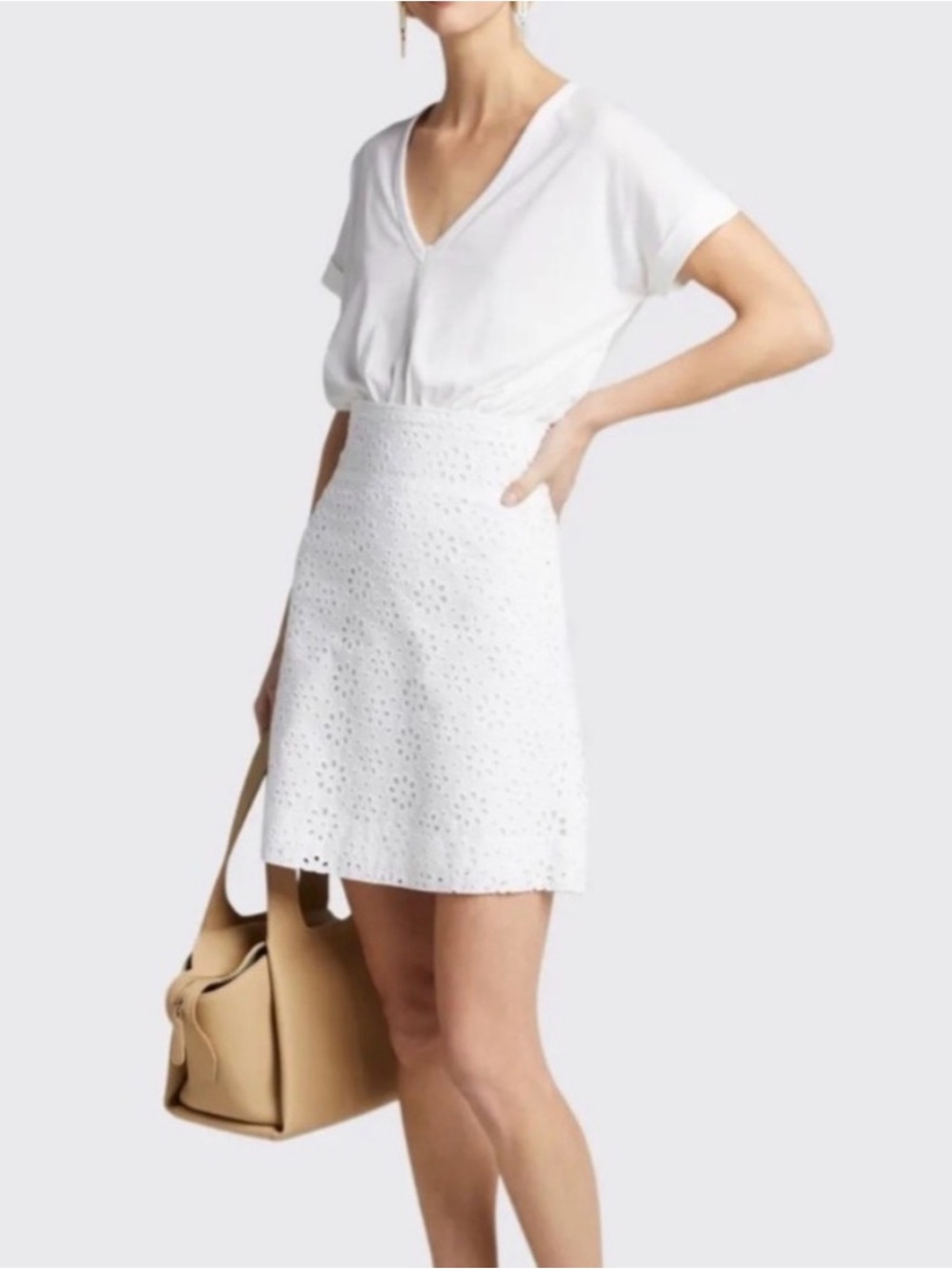 Veronica Beard Jeans "Jiya" Eyelet T-Shirt Dress